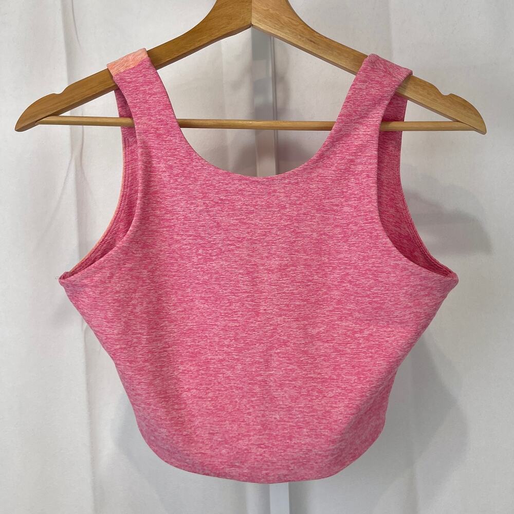 OUTDOOR VOICES Venus Crop Top V-Back Tank Colorblock Pink Orange Size S
